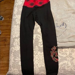 VS PINK yoga leggings with plaid waist band womens small
